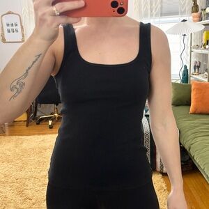 Abercrombie & Fitch Black Ribbed Basic Square Neck Tank Top - Sz Small